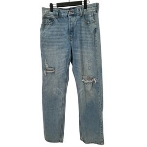 Aeropostale High Rise Baggy Distressed Light Wash Jeans Womens Size 12 Ripped